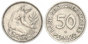 50 Pfennig República Democrática Alemana (1949-1990) / Alemania Occidental (1949-1990) Níquel/Cobre 