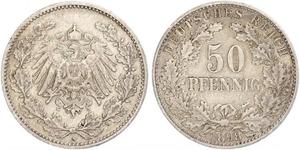 50 Pfennig Imperio alemán (1871-1918)  