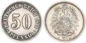 50 Pfennig 德国 銀 