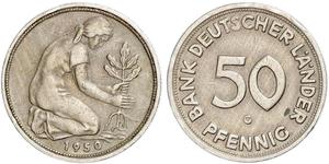 50 Pfennig 西德 (1949 - 1990) / 東德 (1949 - 1990) 銅/镍 