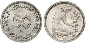 50 Pfennig 西德 (1949 - 1990) / 東德 (1949 - 1990) 銅/镍 