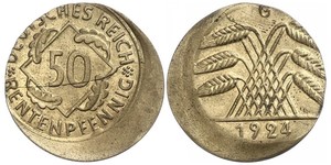 50 Pfennig / 50 Reichpfennig Weimar Republic (1918-1933) Brass 