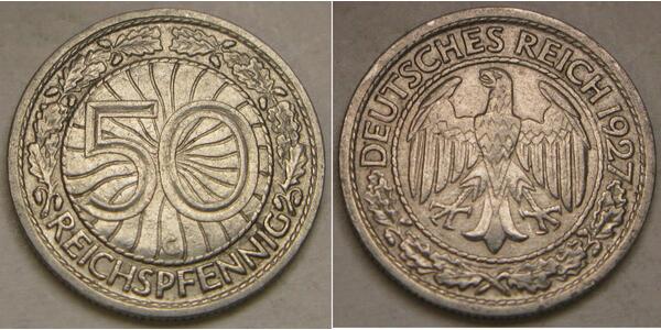 50 Pfennig / 50 Reichpfennig Weimar Republic (1918-1933) Copper/Nickel 