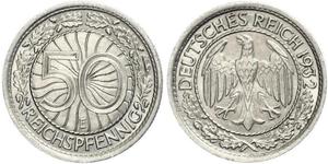 50 Pfennig / 50 Reichpfennig République de Weimar (1918-1933) Cuivre/Nickel 