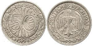 50 Pfennig / 50 Reichpfennig République de Weimar (1918-1933) Cuivre/Nickel 