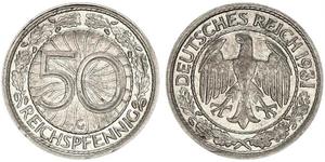 50 Pfennig / 50 Reichpfennig Weimarer Republik (1918-1933) Kupfer/Nickel 