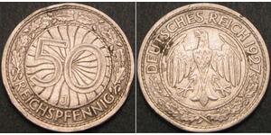 50 Pfennig / 50 Reichpfennig Weimarer Republik (1918-1933) Kupfer/Nickel 