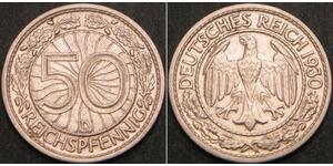 50 Pfennig / 50 Reichpfennig Weimarer Republik (1918-1933) Kupfer/Nickel 