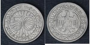 50 Pfennig / 50 Reichpfennig Weimarer Republik (1918-1933) Kupfer/Nickel 
