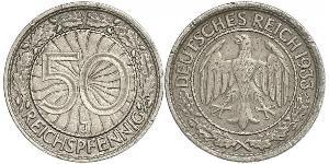 50 Pfennig / 50 Reichpfennig Weimarer Republik (1918-1933) Kupfer/Nickel 