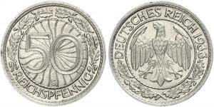 50 Pfennig / 50 Reichpfennig Weimarer Republik (1918-1933) Kupfer/Nickel 