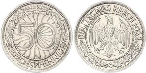 50 Pfennig / 50 Reichpfennig Weimarer Republik (1918-1933) Kupfer/Nickel 