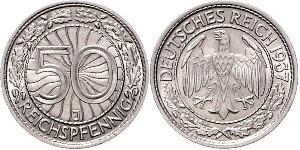 50 Pfennig / 50 Reichpfennig Weimarer Republik (1918-1933) Kupfer/Nickel 
