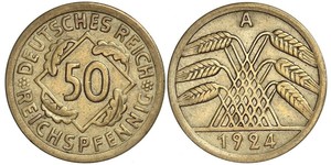 50 Pfennig / 50 Reichpfennig République de Weimar (1918-1933) Laiton 