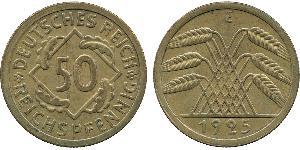 50 Pfennig / 50 Reichpfennig République de Weimar (1918-1933) Laiton 
