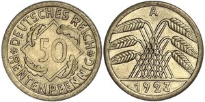 50 Pfennig / 50 Reichpfennig République de Weimar (1918-1933) Laiton 