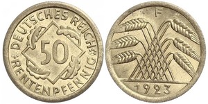 50 Pfennig / 50 Reichpfennig République de Weimar (1918-1933) Laiton 