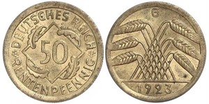 50 Pfennig / 50 Reichpfennig République de Weimar (1918-1933) Laiton 