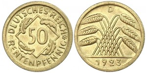 50 Pfennig / 50 Reichpfennig République de Weimar (1918-1933) Laiton 