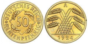 50 Pfennig / 50 Reichpfennig République de Weimar (1918-1933) Laiton 