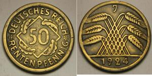 50 Pfennig / 50 Reichpfennig République de Weimar (1918-1933) Laiton 