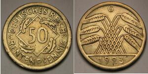 50 Pfennig / 50 Reichpfennig République de Weimar (1918-1933) Laiton 