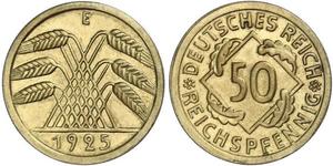 50 Pfennig / 50 Reichpfennig République de Weimar (1918-1933) Laiton 