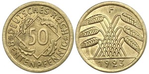 50 Pfennig / 50 Reichpfennig République de Weimar (1918-1933) Laiton 