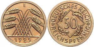 50 Pfennig / 50 Reichpfennig République de Weimar (1918-1933) Laiton 