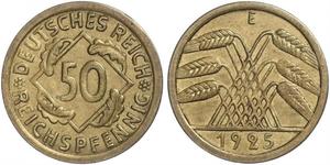 50 Pfennig / 50 Reichpfennig République de Weimar (1918-1933) Laiton 