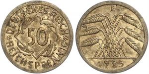 50 Pfennig / 50 Reichpfennig République de Weimar (1918-1933) Laiton 