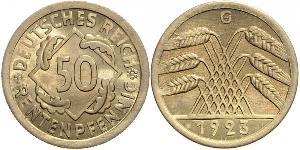 50 Pfennig / 50 Reichpfennig Weimarer Republik (1918-1933) Messing 