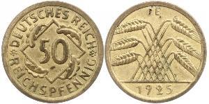 50 Pfennig / 50 Reichpfennig Repubblica di Weimar (1918-1933) Ottone 