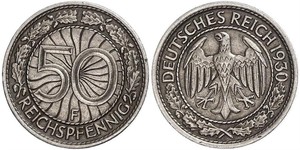 50 Pfennig / 50 Reichpfennig Repubblica di Weimar (1918-1933) Rame/Nichel 