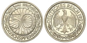50 Pfennig / 50 Reichpfennig Repubblica di Weimar (1918-1933) Rame/Nichel 