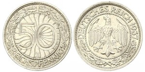 50 Pfennig / 50 Reichpfennig Repubblica di Weimar (1918-1933) Rame/Nichel 