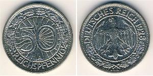 50 Pfennig / 50 Reichpfennig Repubblica di Weimar (1918-1933) Rame/Nichel 
