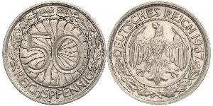 50 Pfennig / 50 Reichpfennig 魏瑪共和國 (1919 - 1933) 銅/镍 