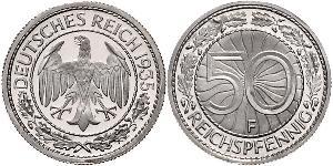 50 Pfennig / 50 Reichpfennig 魏瑪共和國 (1919 - 1933) 銅/镍 