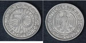 50 Pfennig / 50 Reichpfennig 魏瑪共和國 (1919 - 1933) 銅/镍 