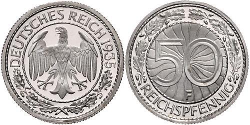 50 Pfennig / 50 Reichpfennig 魏瑪共和國 (1919 - 1933) 銅/镍 