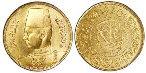 50 Piastre Reino de Egipto (1922 - 1953) Oro Faruq I de Egipto (1920 - 1965)