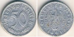 50 Reichpfennig Germania nazista (1933-1945) Alluminio 