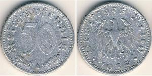 50 Reichpfennig Alemania nazi (1933-1945) Aluminio 