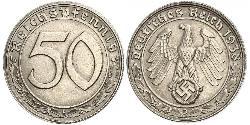 50 Reichpfennig Germania nazista (1933-1945) Nichel 