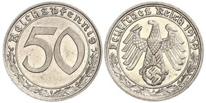 50 Reichpfennig Germania nazista (1933-1945) Nichel 
