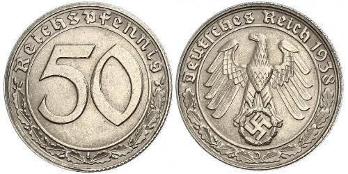 50 Reichpfennig Germania nazista (1933-1945) Nichel 