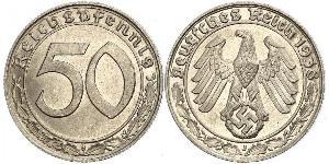 50 Reichpfennig Nazi Germany (1933-1945) Nickel 