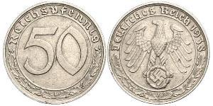 50 Reichpfennig Alemania nazi (1933-1945) Níquel 