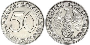 50 Reichpfennig Alemania nazi (1933-1945) Níquel 